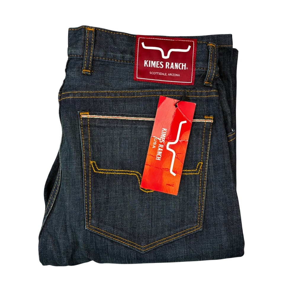 Kimes Ranch Roger Jeans Men 34x36 Indigo Straight Leg Western Cowboy New